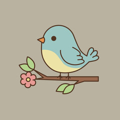 Retro Vintage Spring Bird Illustration