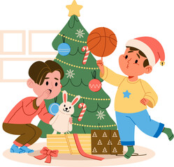 Children Opening Christmas Gifts