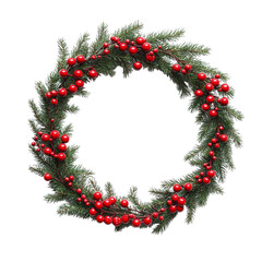 Christmas wreath on a transparent background. For decoration in the Christmas and New Year style, symbolizing the warmth and comfort of the winter holidays.