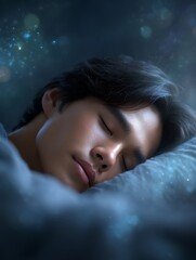 Portrait of a Man Sleeping Calmly and Blissfully