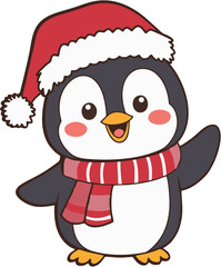 penguin in santa claus hat