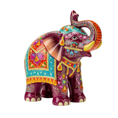 Obraz premium Ornate and colorful Indian elephant figurine statue, cultural symbol of good luck and wisdom.