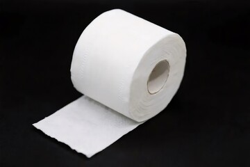 Roll of White Toilet Paper on Black Backdrop
