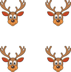 Premium vector illustration cartoon reindeer faces with antlers. 