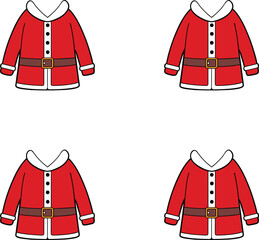 Vector illustration Santa Claus jackets on a white background. 