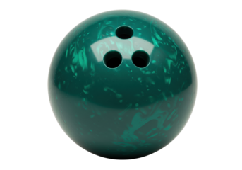 Green bowling ball isolated on white, sports equipment for bowling alley and recreational activity
