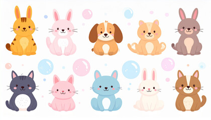 Fototapeta premium Friendly 3D Bubble Animals