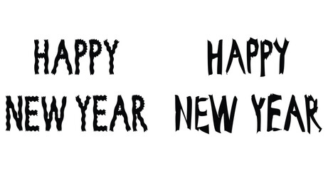 Happy new year wishes in a decorative black and white festive holiday design