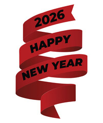 Festive 2026 New Year Celebration Red Ribbon Wishes for Joy and Prosperity in the Coming Year