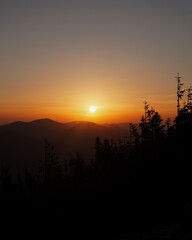 Naklejka premium Amazing sunrise in the mountains