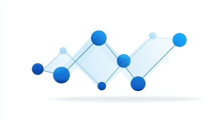 A line graph clipart, data analysis element, clean vector infographic, minimal blue, isolated on white background.