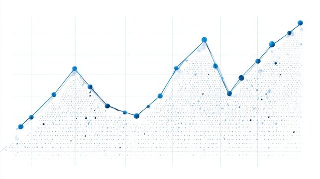 A line graph clipart, data analysis element, clean vector infographic, minimal blue, isolated on white background.