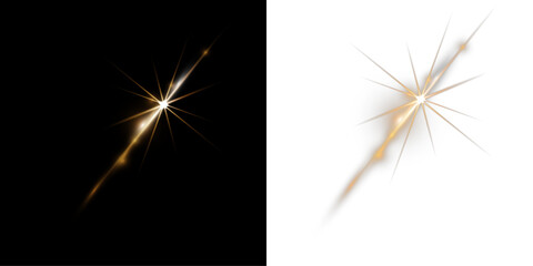 Golden sparkling light PNG effect