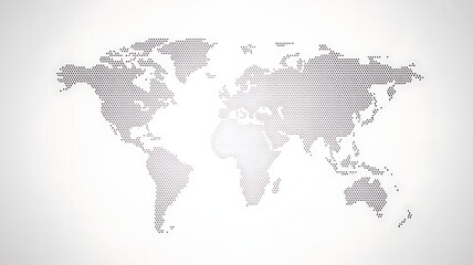 World Map Made of Small Dots on White Background global