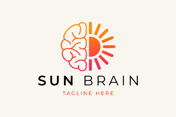 Brain Sun Logo Icon Design vector