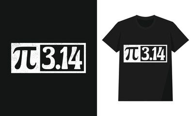 Distressed Grunge Pi Day Graphic, Math Symbol (π) and 3.14 Typography Design