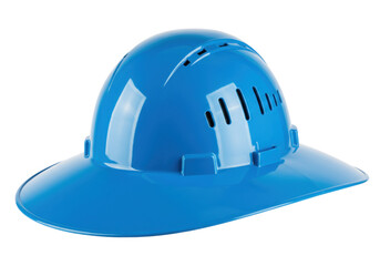 Blue construction hard hat isolated, safety helmet for construction site and industrial work PNG