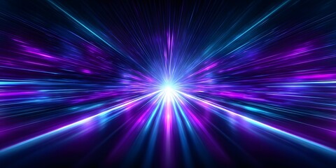 Futuristic abstract neon light speed rays in blue and pink colors, glowing energy motion background representing technology, sci-fi, and digital data flow