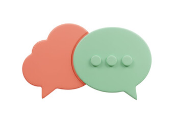 Two speech bubbles PNG isolated on transparent background, communication concept for social media and messaging apps