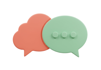 Two speech bubbles PNG isolated on transparent background, communication concept for social media and messaging apps