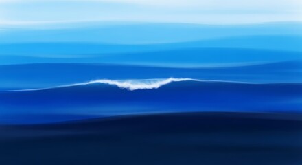 Obraz premium Abstract Ocean Wave Painting in Shades of Blue Serene and Calming