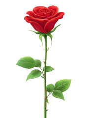 Single Red Rose with Glitter on Black Background