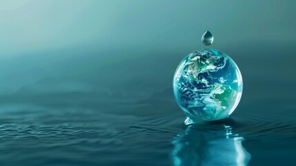 A drop of water falls to Earth, reflecting global issues of freshwater scarcity and the importance of conservation — eco-blog, presentations on water resources, educational materials.