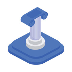 Greek Column Isometric vector Illustration 