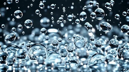 Abstract macro close up of water droplets and splashes in motion