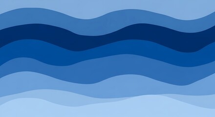 Calming monochromatic blue wavy background design resembling the ocean surface