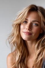 Fototapeta premium Young woman with natural beauty looking at camera