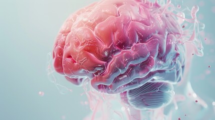 A stylized and vivid 3D visualization of the human brain with a focus on the damaged area.
Suitable for publications on neurology, brain diseases, or medical research related to head injuries.