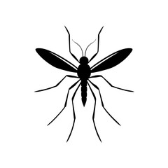 Obraz premium Silhouette drawing of a mosquito with wings and six legs on a white background vector illustration on transparent background