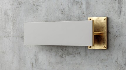 Modern White Blank Signboard with Gold Mounting on Concrete Wall for Commercial Display