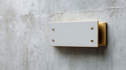 Modern White Wall Light Fixture with Gold Accents on Textured Concrete Wall