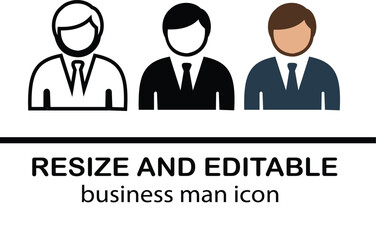 Business Man Icon – Professional Avatar, Office Worker & Corporate Employee Symbol (Editable & Resizable Vector). EPS 10. 