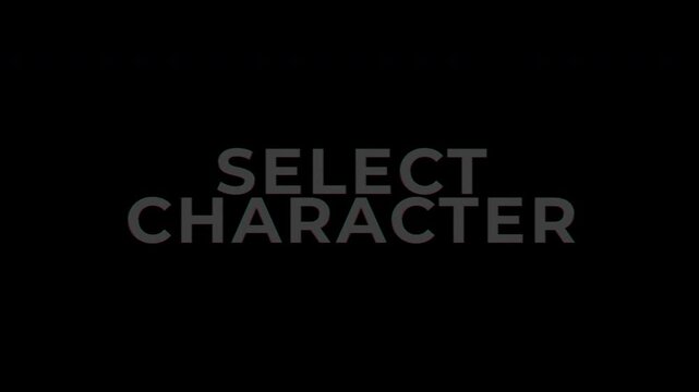 Text Animation with RGB Glitch on RGB + Alpha, Video Game Character Selection Menu Screen Interface.