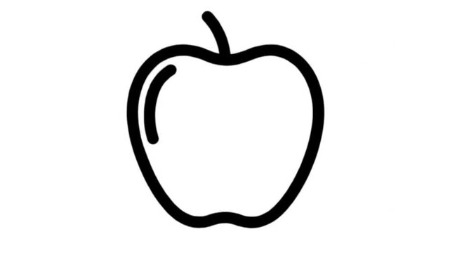 A minimalist line drawing of an apple, conveying simplicity and purity. The apple outline is crisp and clear, suitable for various creative applications.