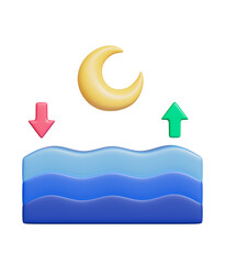 조수간만의 차 달이 해수면에 미치는 영향 화살표 Tidal Forces Moon Influence on Ocean Waves with Arrow