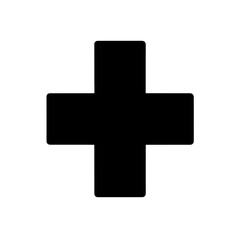 Obraz premium Simple black plus sign on white backdrop on transparent background silhouette