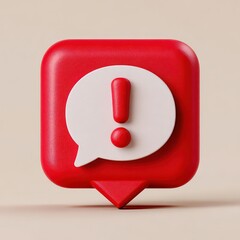 Red Square Icon With White Speech Bubble And Exclamation Point