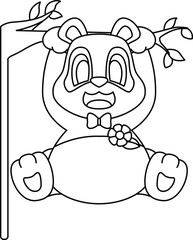 Panda Groom Bow tie Wedding Animal Vector Graphic Ar Illustration