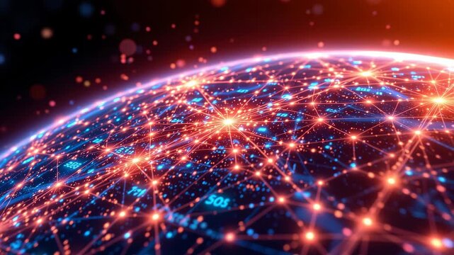 Global Network: This image depicts a detailed and visually arresting representation of a digital global network.