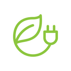 Green leaf connected to an electrical plug icon.