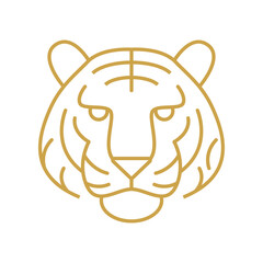 T shirt golden line art tiger face illustration a unique design for your apparel.