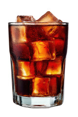 Refreshing Dark Soda Drink with Ice Cubes in Glass