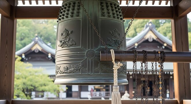 Japanese Temple Bell - A Symbol of Peace and Reflection.