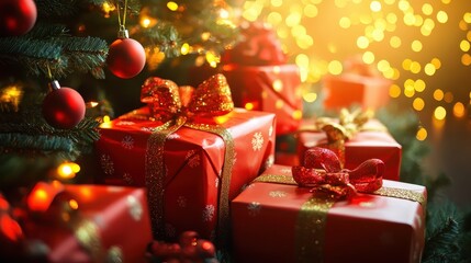 Christmas Presents Beautifully Wrapped Under a Decorated Tree