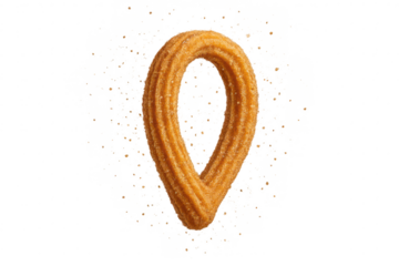 Delicious golden churro, sprinkled with sugar, isolated on transparent background.