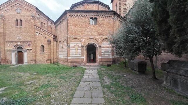 Facade of the Santo Stefano religious complex in Bologna, Italy